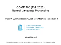 COMP 786 (Fall 2020) Natural Language Processing