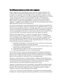 The Difference Between an Order and a Judgment