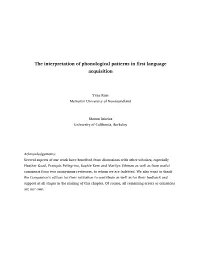 The Interpretation of Phonological Patterns in First Language Acquisition