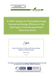 A SWOT Analysis for Renewable Energy Sources and Energy