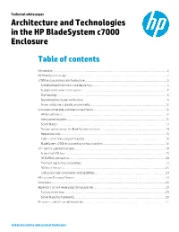 Architecture and Technologies in the HP Bladesystem C7000 Enclosure