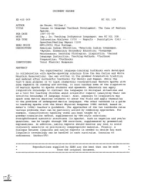 DOCUMENT RESUME RC 021 339 Issues in Language Textbook