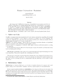 Enigma Cryptanalysis - Beginnings