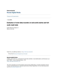 Evaluation of Event Data Recorders in Real World Crashes and Full-Scale Crash Tests" (2003)