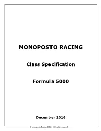 Formula 5000 Class Specification