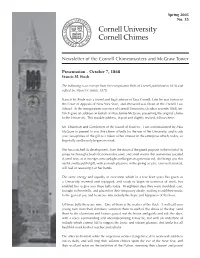 Newsletter of the Cornell Chimesmasters and Mcgraw Tower