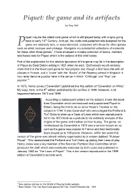 Piquet: the Game and Its Artifacts