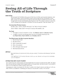 Seeing All of Life Through the Truth of Scripture