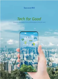 Tech for Good Tencent Corporate Social Responsibility Report 2018 About This Report