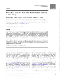 Annotated List of the Hard Ticks (Acari: Ixodida: Ixodidae) of New Jersey