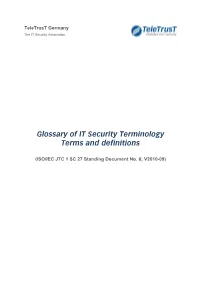 Glossary of IT Security Terminology Terms and Definitions