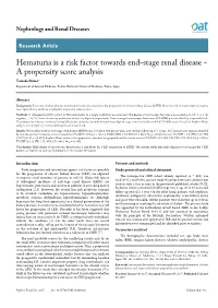 Hematuria Is a Risk Factor Towards End-Stage Renal