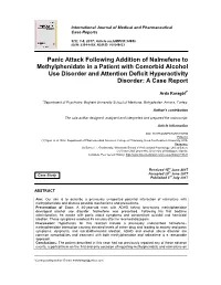 Panic Attack Following Addition of Nalmefene to Methylphenidate in A