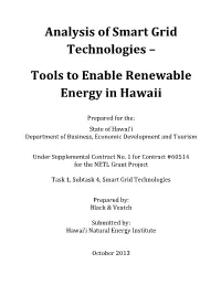 Analysis of Smart Grid Technologies –