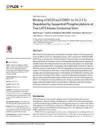 Binding of Kif23-Iso1/CHO1 to 14-3-3 Is Regulated by Sequential Phosphorylations at Two LATS Kinase Consensus Sites