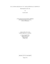 Novel Anhydrous Superprotonic Ionic Liquids and Membranes for Application In