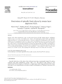 Passivation of Optically Black Silicon by Atomic Layer Deposited Al2o3