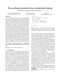 Reconciling Noninterference and Gradual Typing Full Version with Definitions and Proofs