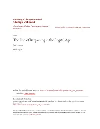 THE END of BARGAINING in the DIGITAL AGE Saul Levmore & Frank Fagan