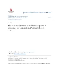 The War on Terrorism As State of Exception: a Challenge for Transnational Gender Theory