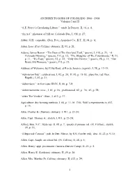 AN INDEX to SONS of COLORADO 1906 - 1908 Volumes I and II