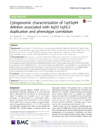 Cytogenomic Characterization of 1Q43q44 Deletion Associated with 4Q32.1Q35.2 Duplication and Phenotype Correlation A