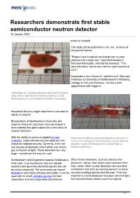 Researchers Demonstrate First Stable Semiconductor Neutron Detector 15 January 2020
