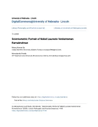 Scientometric Portrait of Nobel Laureate Venkatraman Ramakrishnan
