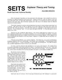 SEITS Duplexer Theory and Tuning