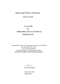 State and Tribes in Persia 1919-1925