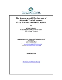 The Accuracy and Effectiveness of Adequate Yearly Progress, NCLB's School Evaluation System