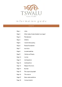 Tswalu Information Guide