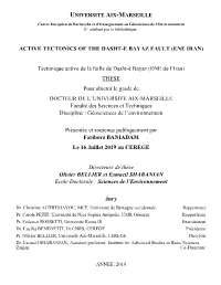 Active Tectonics of the Dasht-E Bayaz Fault (Ene Iran)