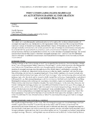 (Arranged) Marriage: an Autoethnographical Exploration of a Modern Practice