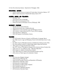 CV Carlo Penco University of Genoa – Department of Philosophy - 2006