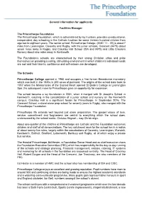 General Information for Applicants Facilities Manager the Princethorpe Foundation the Princethorpe Foundation, Which Is Administ