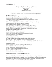 Marijuana Legalization Workgroup Minutes July 31, 2020 9:30 AM Virtually Via Webex