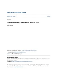 Nicholas Trammell's Difficulties in Mexican Texas