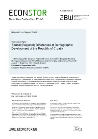 Spatial (Regional) Differences of Demographic Development of the Republic of Croatia