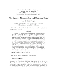 The Gravity, Measurability and Quantum Foam 1 Introduction