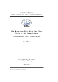 The Transverse-Field Ising Spin Glass Model on the Bethe Lattice