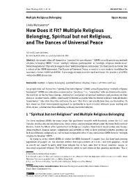 And Multiple Religious Belonging