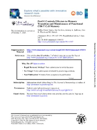 CD8 T Cell Memory Transition and Maintenance of Functional Foxo1