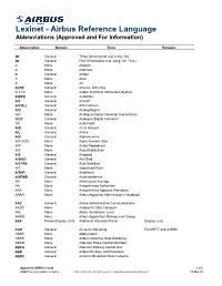 Lexinet - Airbus Reference Language Abbreviations (Approved and for Information)