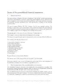 Notes of the Consolidated Financial Statements