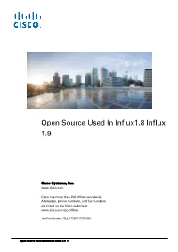 Open Source Used in Influx1.8 Influx 1.9