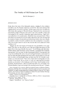 The Orality of Old Frisian Law Texts