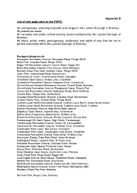 Appendix B List of Site Applicable to the PSPO. All Carriageways