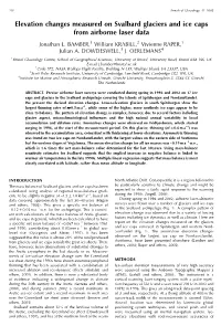 Elevation Changes Measured on Svalbard Glaciers and Ice Caps from Airborne Laser Data