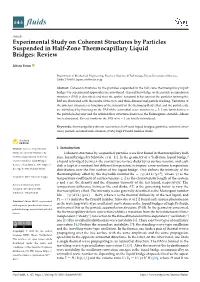 Experimental Study on Coherent Structures by Particles Suspended in Half-Zone Thermocapillary Liquid Bridges: Review